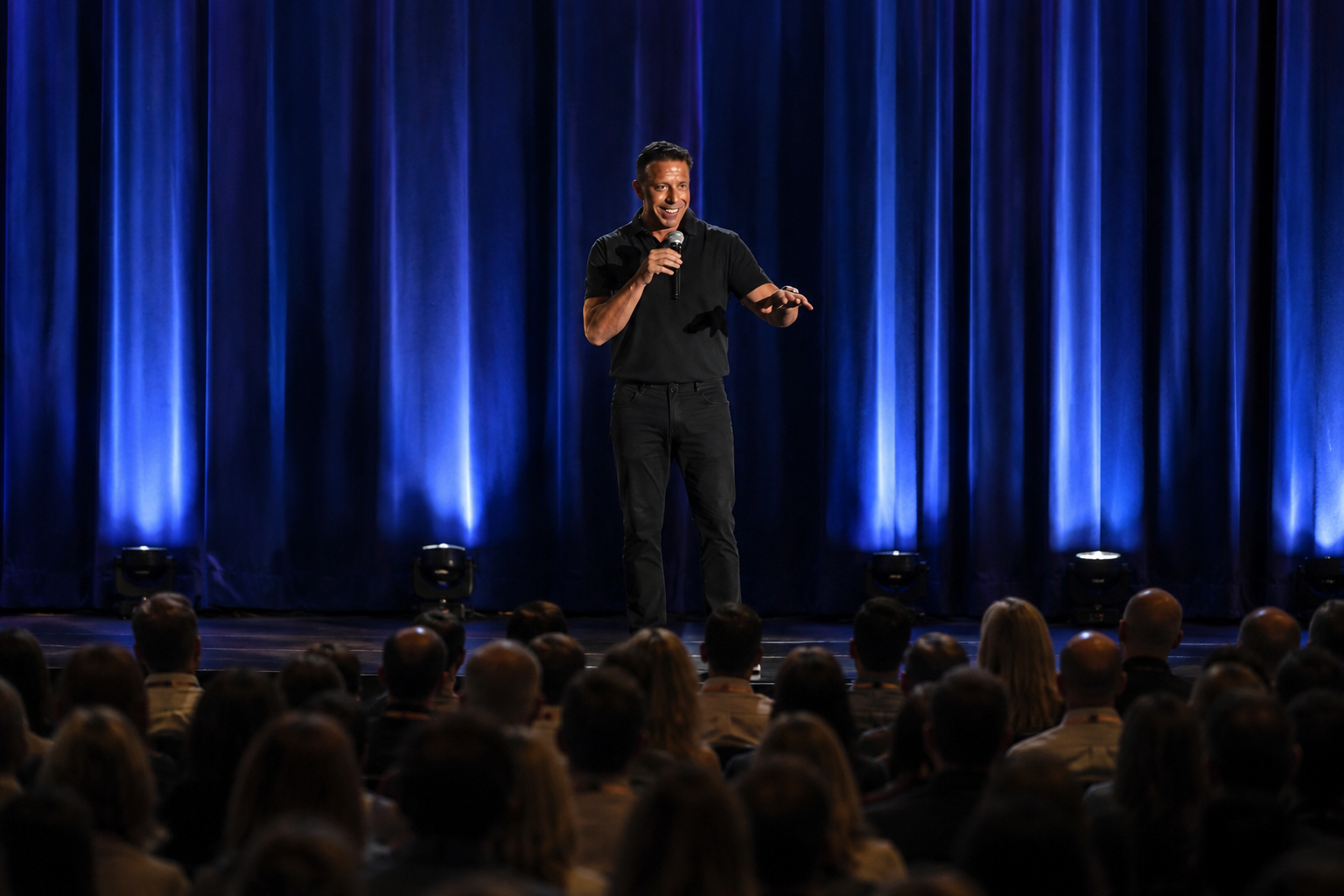 Mainstage keynote — blue-lit theater